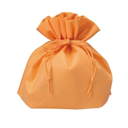 不織布巾着ワイド熱溶着品 パステルオレンジ