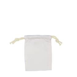 コットン両側結び巾着(90) ホワイト×ナチュラル紐