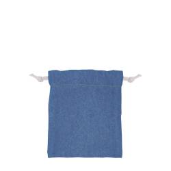 日本製デニム両側結び巾着(140) ブルー×ホワイト紐