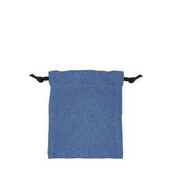 日本製デニム両側結び巾着(140) ブルー×ブラック紐