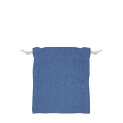 日本製デニム両側結び巾着(170) ブルー×ホワイト紐