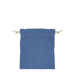 日本製デニム両側結び巾着(170) ブルー×ナチュラル紐
