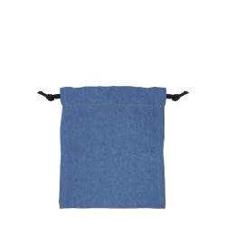 日本製デニム両側結び巾着(170) ブルー×ブラック紐