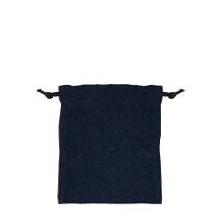 日本製デニム両側結び巾着(170) ネイビー×ブラック紐