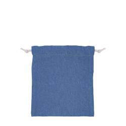 日本製デニム両側結び巾着(200) ブルー×ホワイト紐