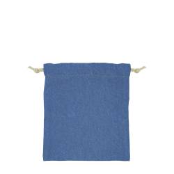 日本製デニム両側結び巾着(200) ブルー×ナチュラル紐