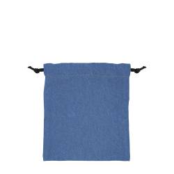 日本製デニム両側結び巾着(200) ブルー×ブラック紐