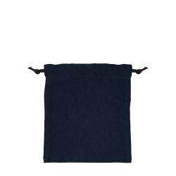 日本製デニム両側結び巾着(200) ネイビー×ブラック紐
