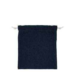 日本製デニム両側結び巾着(230) ネイビー×ホワイト紐