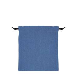 日本製デニム両側結び巾着(230) ブルー×ブラック紐