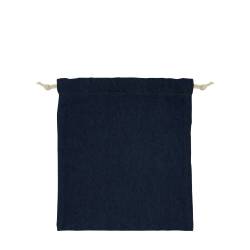 日本製デニム両側結び巾着(260) ネイビー×ナチュラル紐