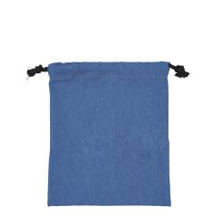 日本製デニム両側結び巾着(290) ブルー×ブラック紐