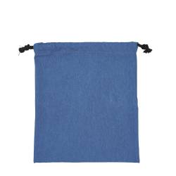 日本製デニム両側結び巾着(350) ブルー×ブラック紐