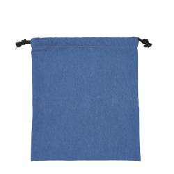 日本製デニム両側結び巾着(380) ブルー×ブラック紐