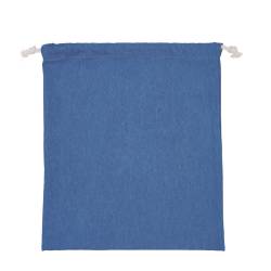 日本製デニム両側結び巾着(440) ブルー×ホワイト紐