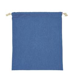 日本製デニム両側結び巾着(440) ブルー×ナチュラル紐