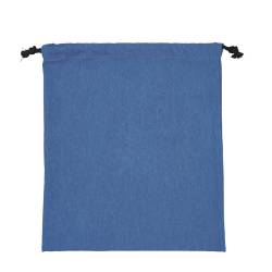 日本製デニム両側結び巾着(440) ブルー×ブラック紐