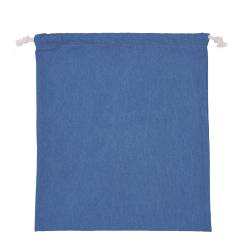 日本製デニム両側結び巾着(470) ブルー×ホワイト紐
