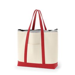 8号帆布3WAYクラシック保冷トート(600) ナチュラル×レッド