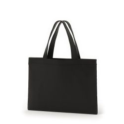 8号帆布フラットトート開口部別布(320) ブラック
