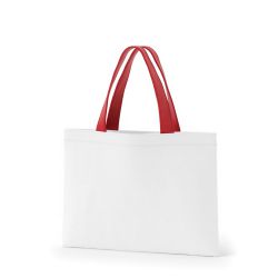 8号帆布フラットトート開口部別布(320) ホワイト×レッド