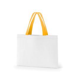 8号帆布フラットトート開口部別布(320) ホワイト×マスタード
