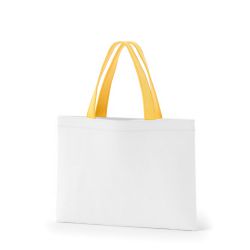 8号帆布フラットトート開口部別布(320) ホワイト×イエロー