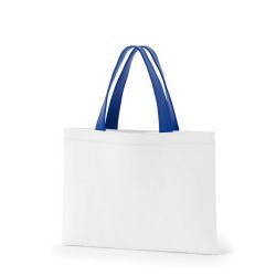 8号帆布フラットトート開口部別布(320) ホワイト×ブルー