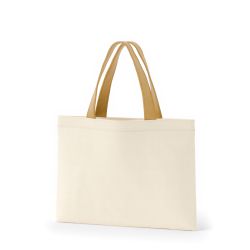 8号帆布フラットトート開口部別布(320) ナチュラル×ミルクティ