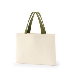 8号帆布フラットトート開口部別布(320) ナチュラル×カーキ