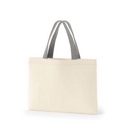 8号帆布フラットトート開口部別布(320) ナチュラル×ライトグレー