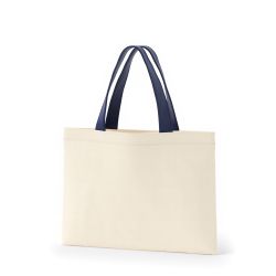 8号帆布フラットトート開口部別布(320) ナチュラル×ネイビー
