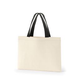 8号帆布フラットトート開口部別布(320) ナチュラル×ブラック