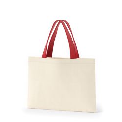 8号帆布フラットトート開口部別布(320) ナチュラル×レッド