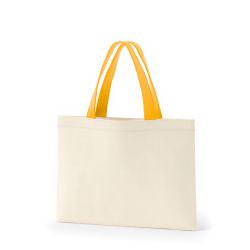 8号帆布フラットトート開口部別布(320) ナチュラル×マスタード