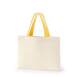 8号帆布フラットトート開口部別布(320) ナチュラル×イエロー