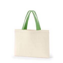 8号帆布フラットトート開口部別布(320) ナチュラル×ライトグリーン