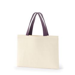 8号帆布フラットトート開口部別布(320) ナチュラル×ダークパープル