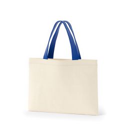 8号帆布フラットトート開口部別布(320) ナチュラル×ブルー