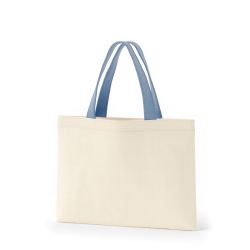 8号帆布フラットトート開口部別布(320) ナチュラル×アッシュブルー