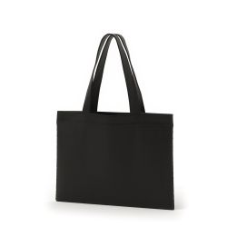 8号帆布フラットトート開口部別布(380) ブラック