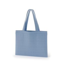 8号帆布フラットトート開口部別布(380) アッシュブルー