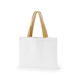 8号帆布フラットトート開口部別布(380) ホワイト×ミルクティ