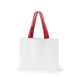 8号帆布フラットトート開口部別布(380) ホワイト×レッド