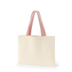 8号帆布フラットトート開口部別布(380) ナチュラル×ピーチ
