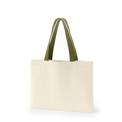 8号帆布フラットトート開口部別布(380) ナチュラル×カーキ