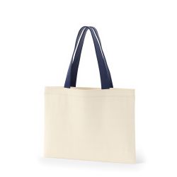 8号帆布フラットトート開口部別布(380) ナチュラル×ネイビー