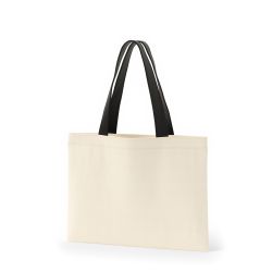 8号帆布フラットトート開口部別布(380) ナチュラル×ブラック