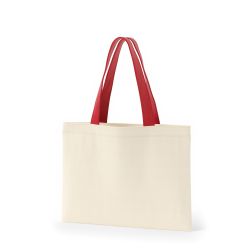 8号帆布フラットトート開口部別布(380) ナチュラル×レッド