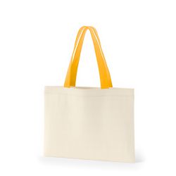 8号帆布フラットトート開口部別布(380) ナチュラル×マスタード